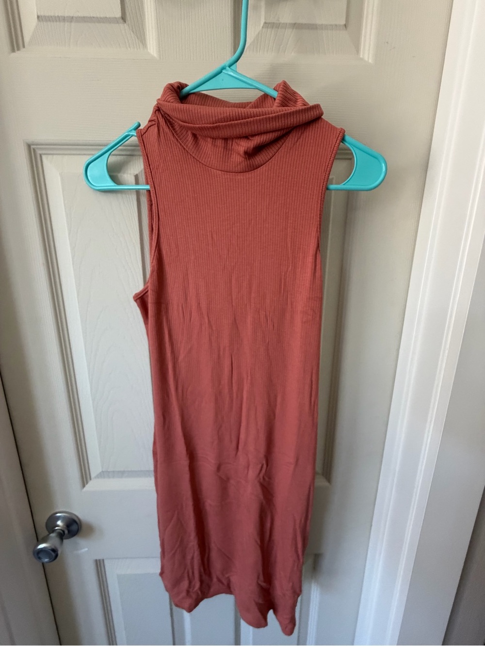 Sleeveless Midi Turtleneck Dress in Terracotta